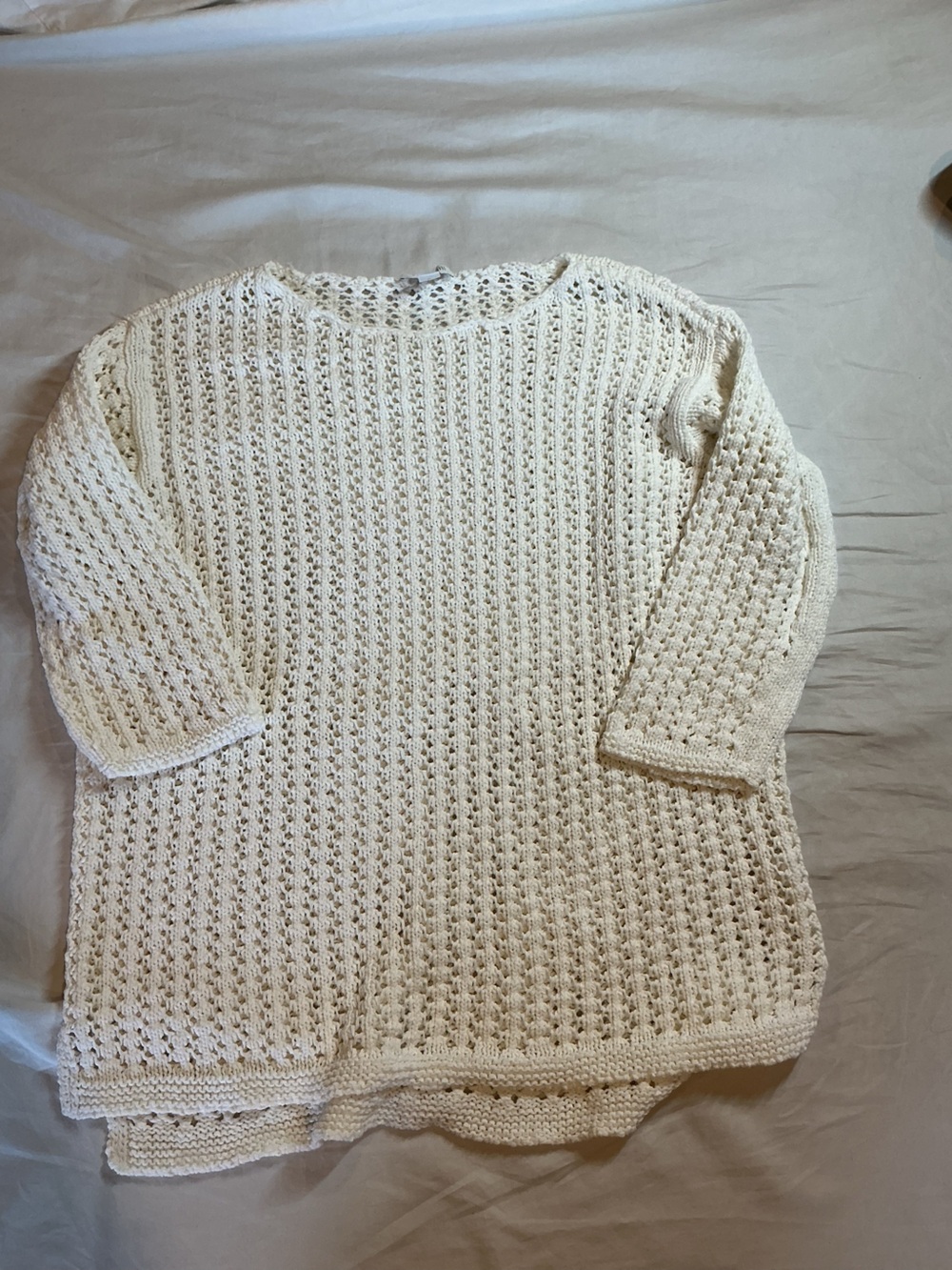 J. Jill Cream Open-Weave Scoop Neck Sweater